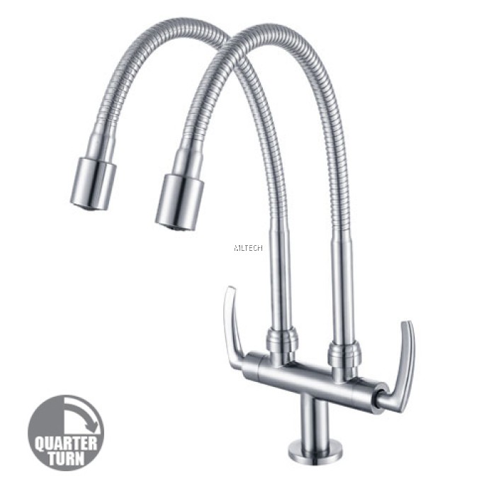 AMFC1960H Double Flexible Hose Kitchen Pillar Sink Tap