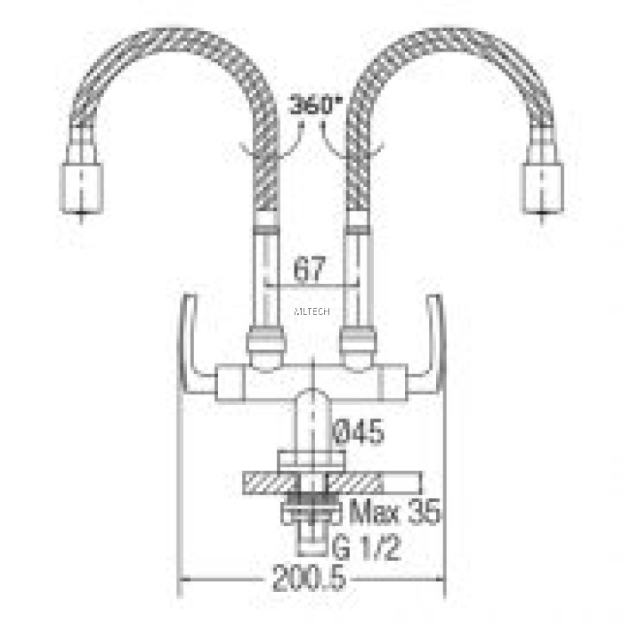 AMFC1960H Double Flexible Hose Kitchen Pillar Sink Tap