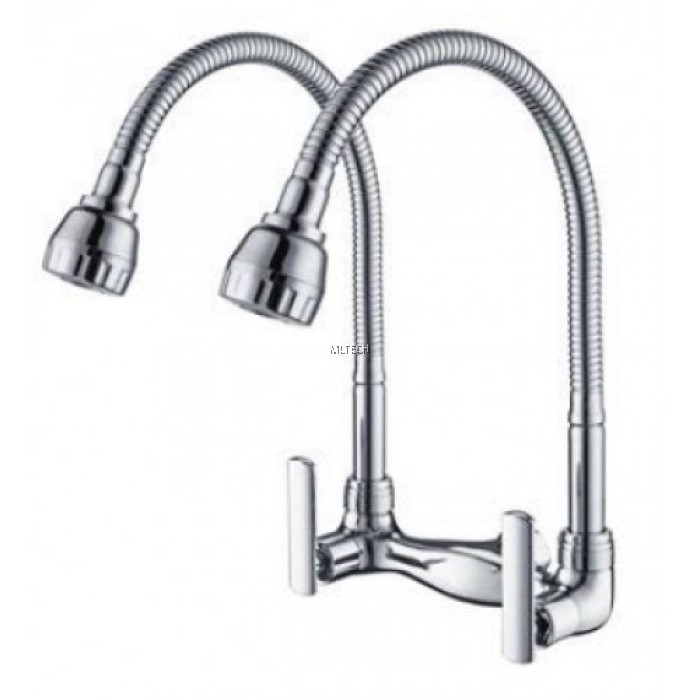 HDFC6600H Double Flexible Hose Kitchen Wall Sink Tap