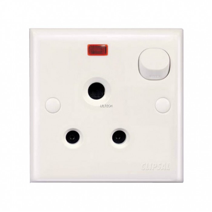 SClassic Series 15A 1 Gang Switched Socket with Neon, White