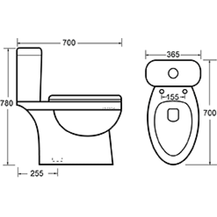 EZYFLIK GHANEY (8005) Close Coupled Washdown Pedestal WC Suite