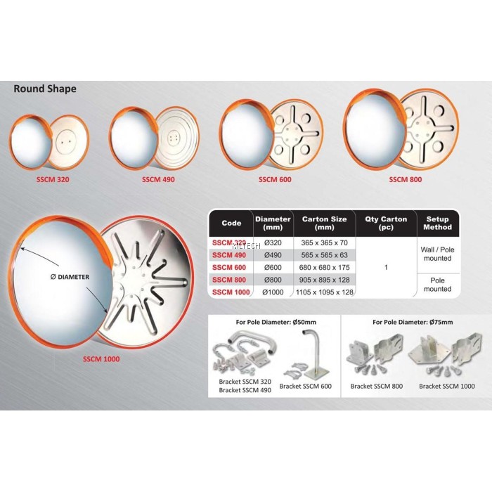 Safer Stainless Steel Convex Mirror (Outdoor Use) Round Shape