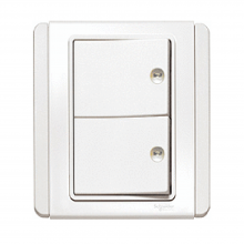Neo Series - 2 Gang Horizontal Press On/Off Switch, White