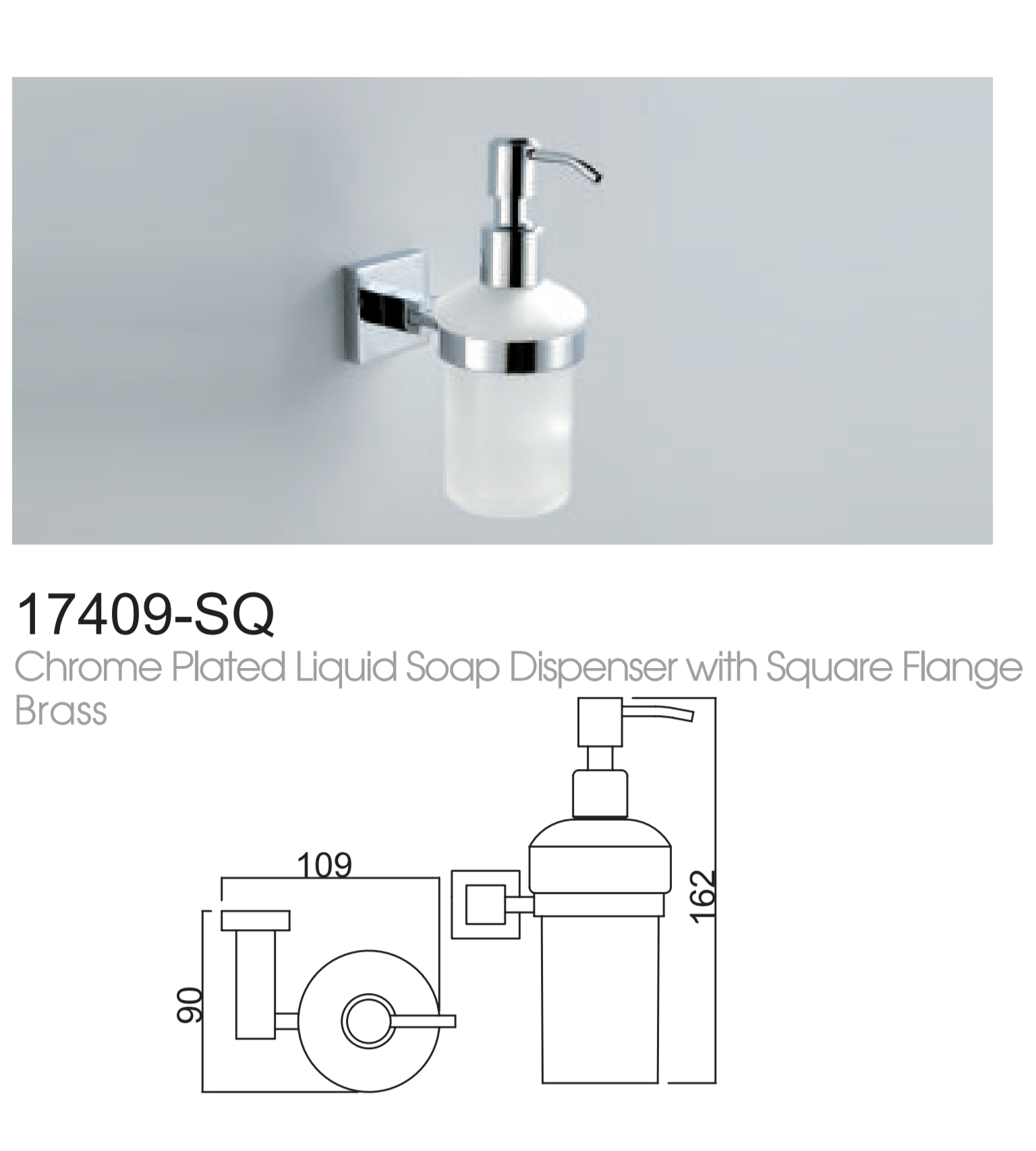 square chrome soap dispenser